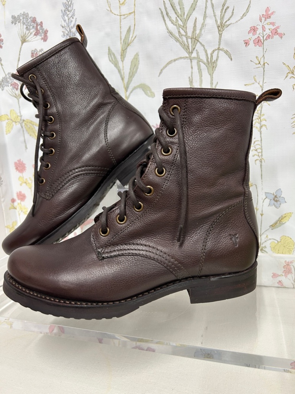 Frye Dark Brown Leather Lace-Up Ankle Boots